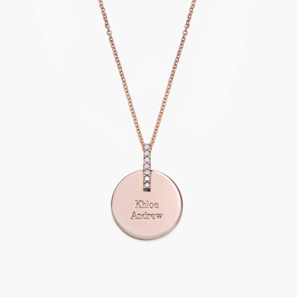 Karlie Engraved Necklace with Diamonds - Rose Gold Plated product photo