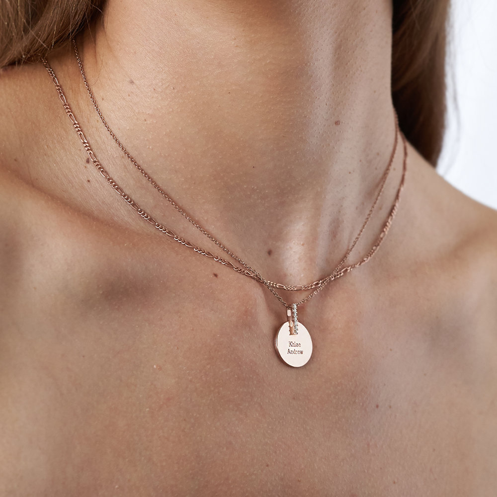 Karlie Engraved Necklace with Diamonds - Rose Gold Plated - 3 product photo