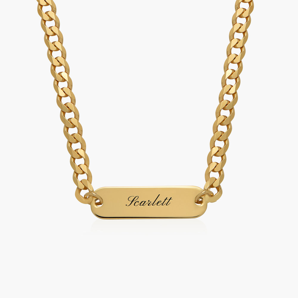 Jade Name Plate Necklace - Gold Plated product photo
