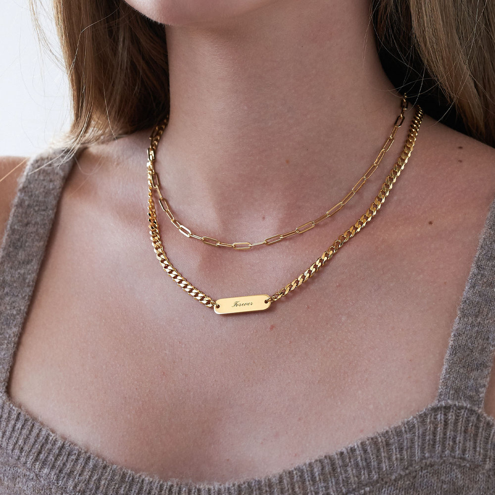 Jade Name Plate Necklace - Gold Vermeil - 2 product photo