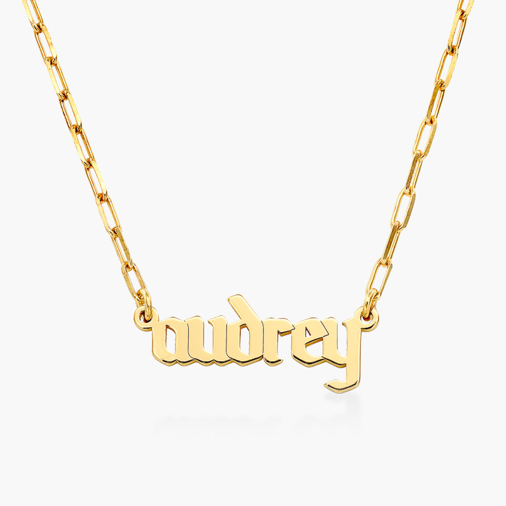 Alanis Paperclip Chain Name Necklace - Gold Plated