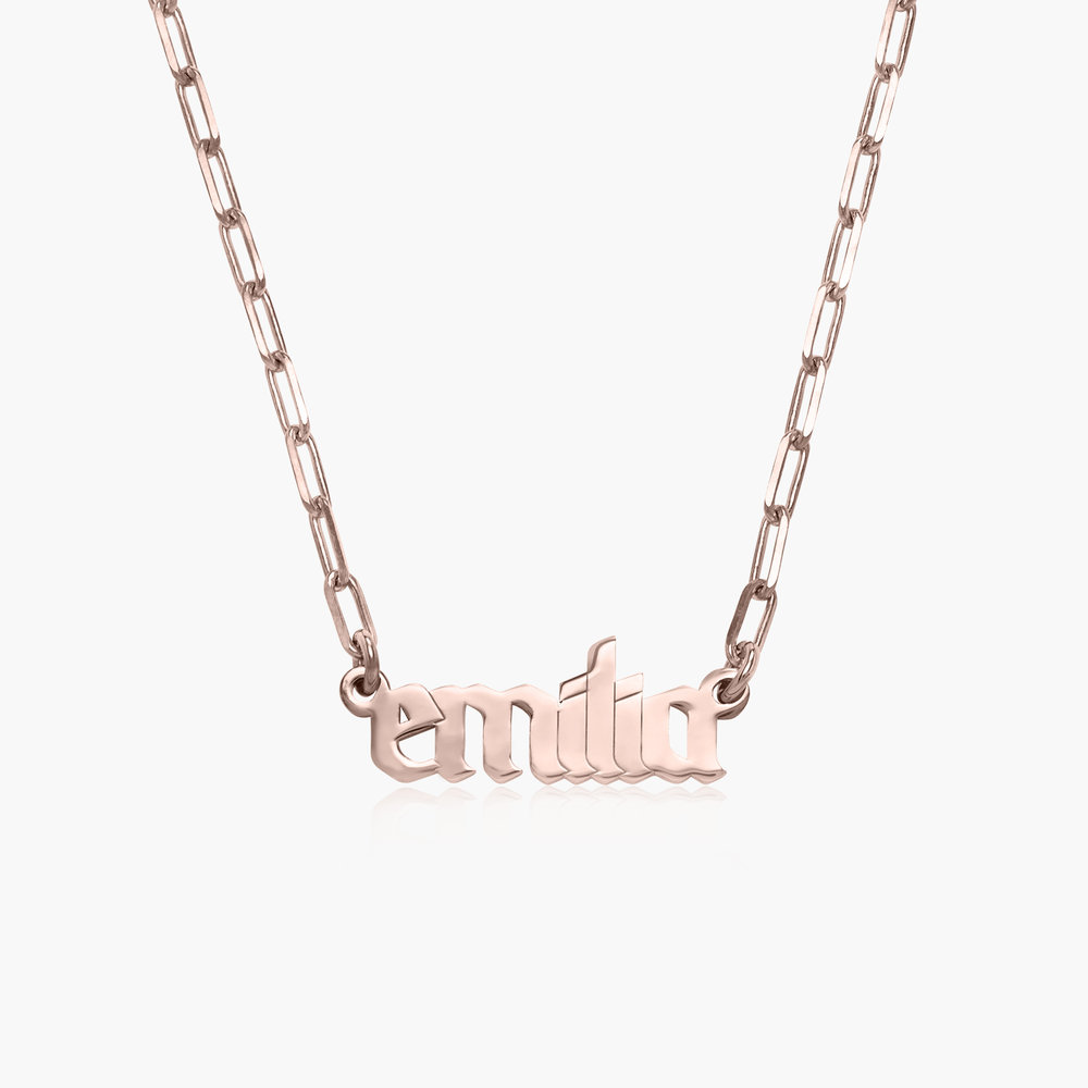 Alanis Paperclip Chain Name Necklace - Rose Gold Plated