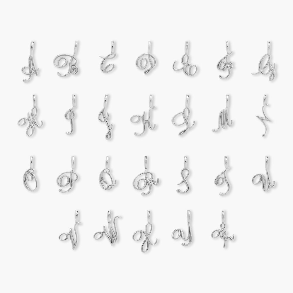 Nina Large Initial Music Note Necklace - Silver - 5