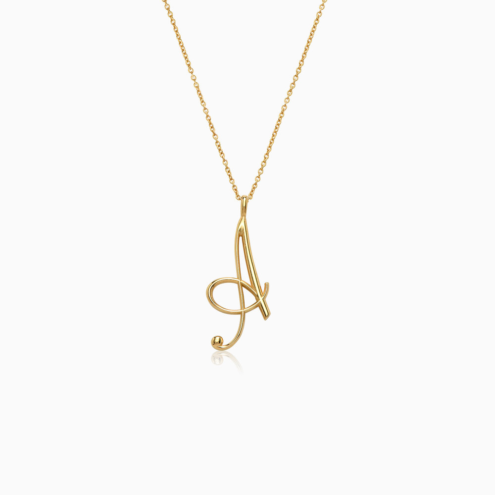 Nina Large Initial Music Note Necklace - Gold Plating