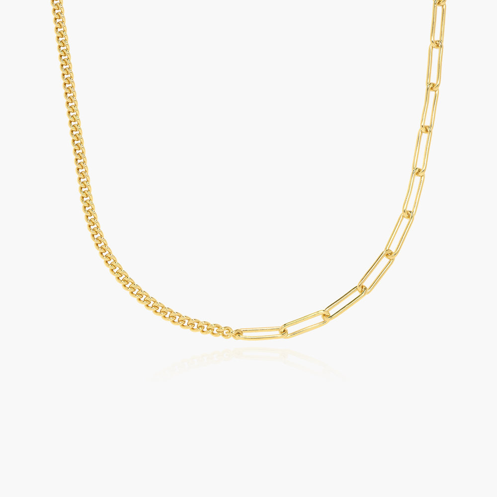 Half Gourmette & Half Link Chain Necklace - Gold Plated