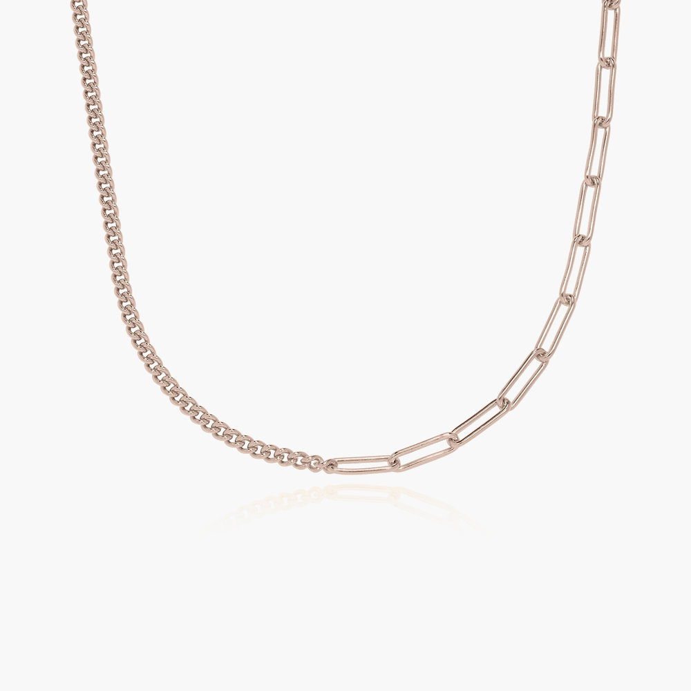 Half Gourmette & Half Link Chain Necklace - Rose Gold Plated product photo
