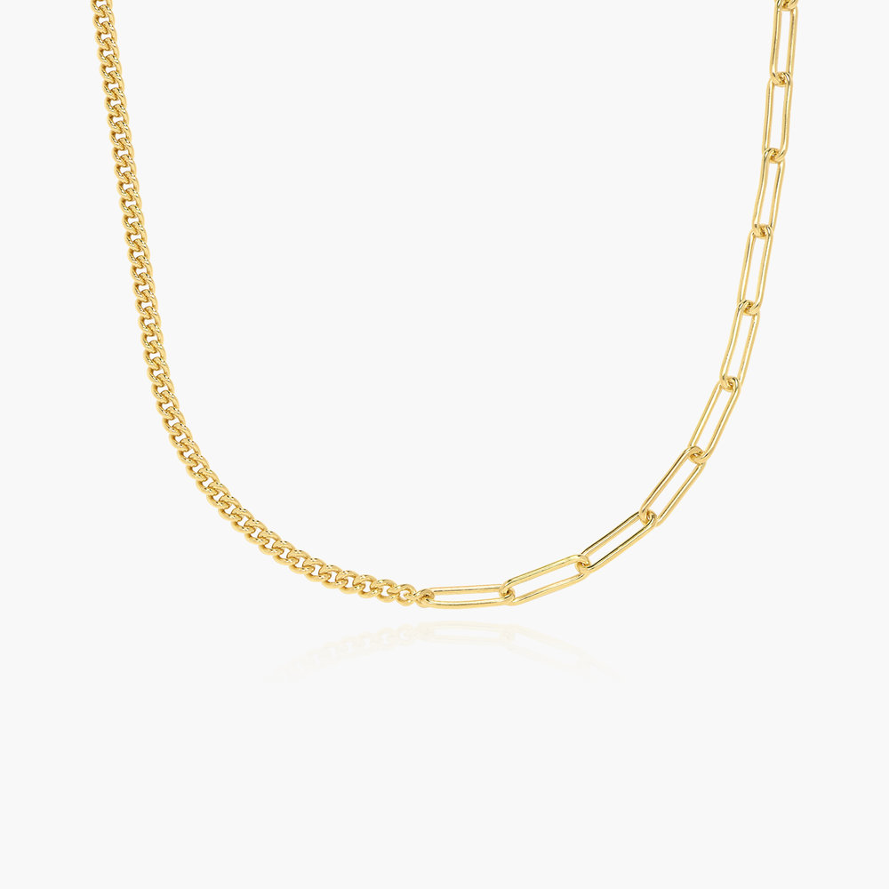 Half Gourmette & Half Link Chain Necklace - Gold Vermeil