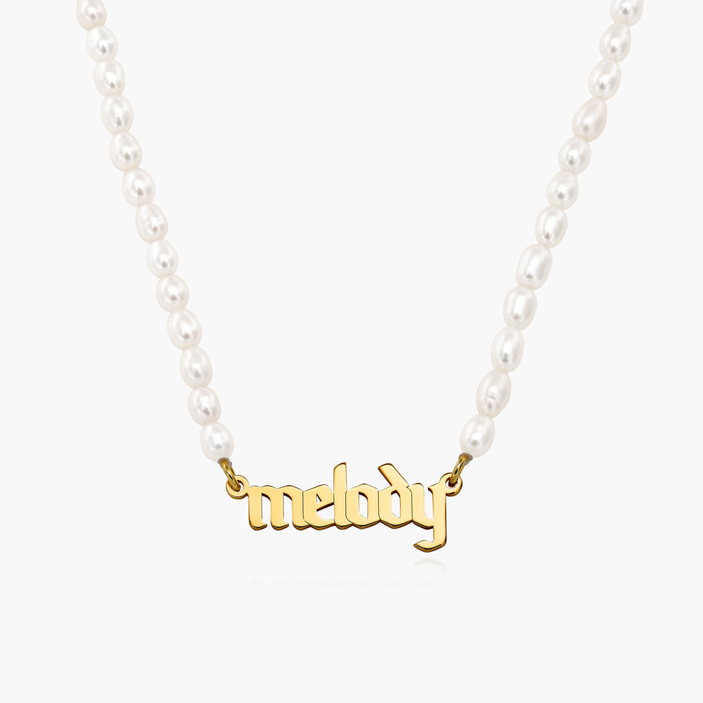 Custom Pearl Name Necklace - Gold Vermeil