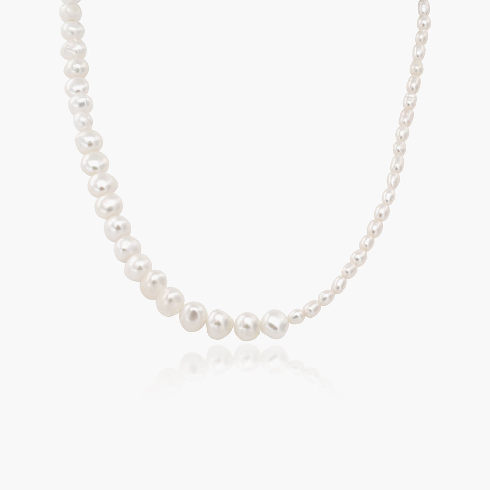 Timeless Half Classic & Half Small Pearl Necklace - Silver