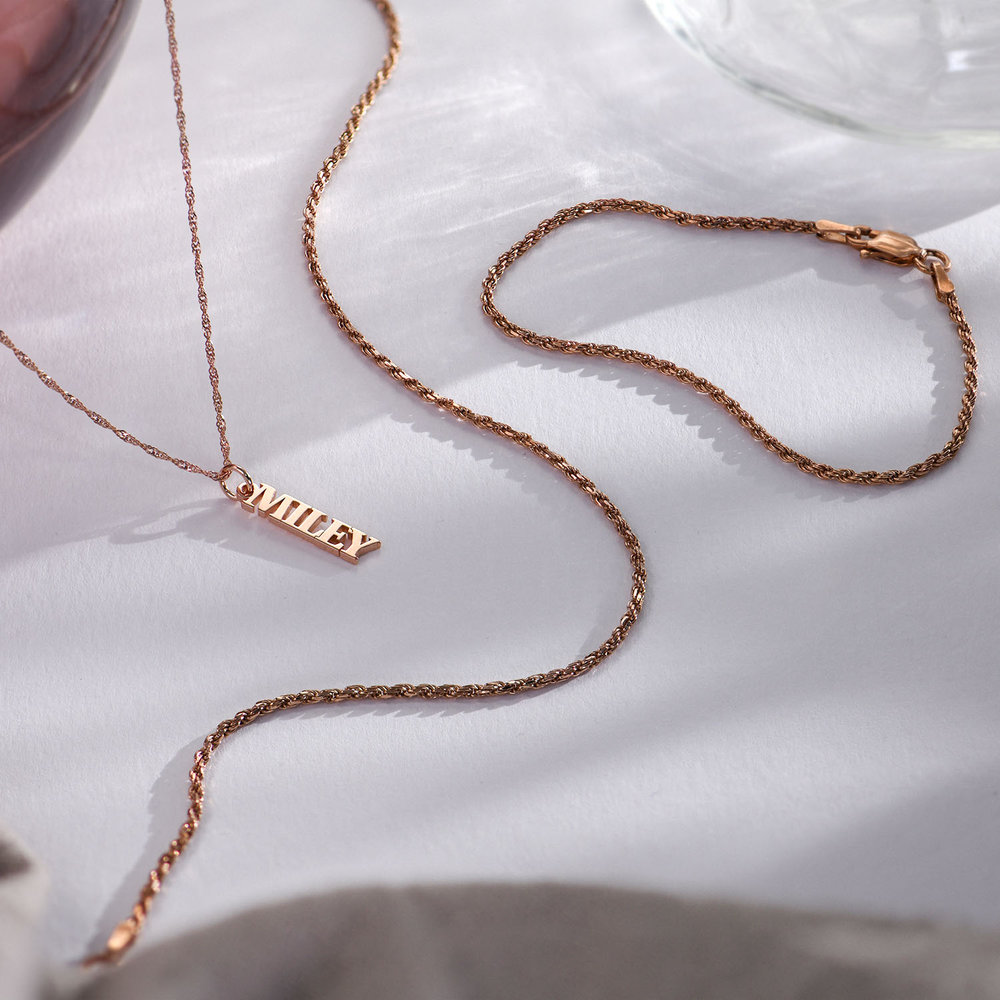 Rope Chain Necklace - Rose Gold Plated - 1