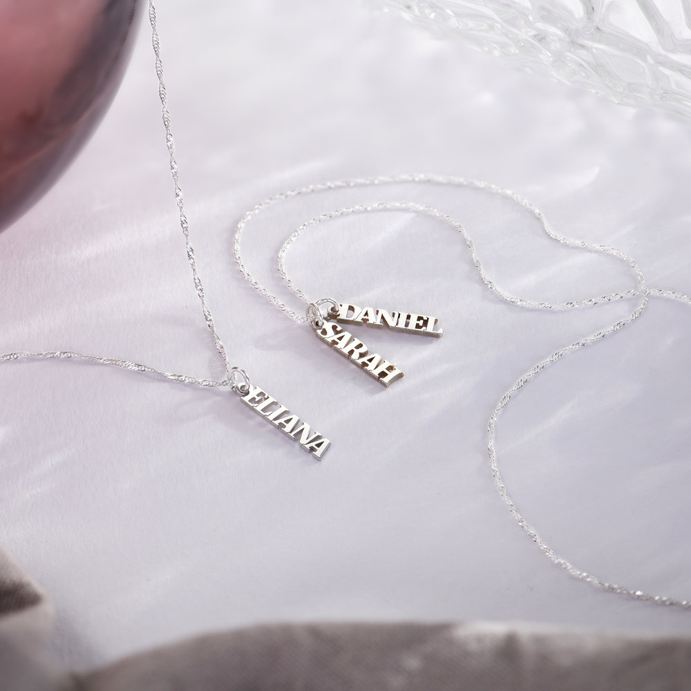 Singapore Chain Name Necklace - 14k White Gold - 1 product photo