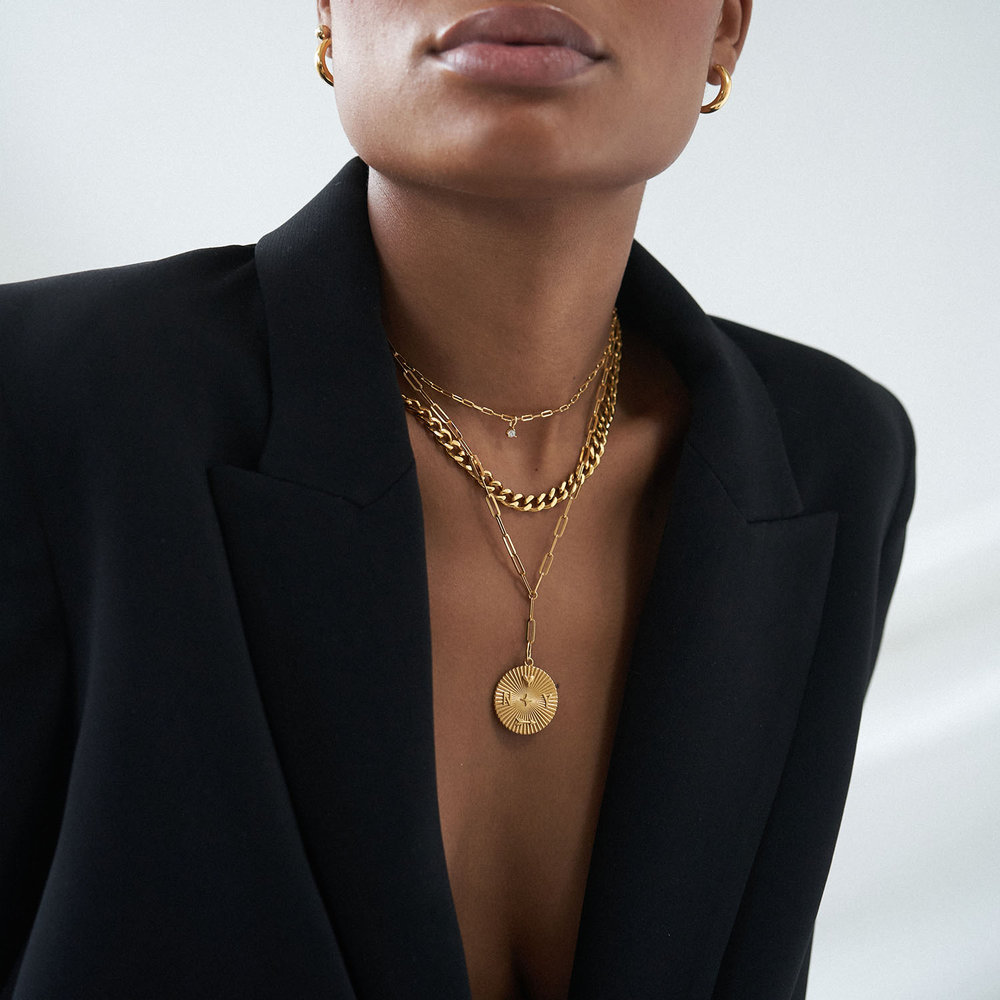 Tyra Initial Medallion Necklace - Gold Vermeil - 3 product photo