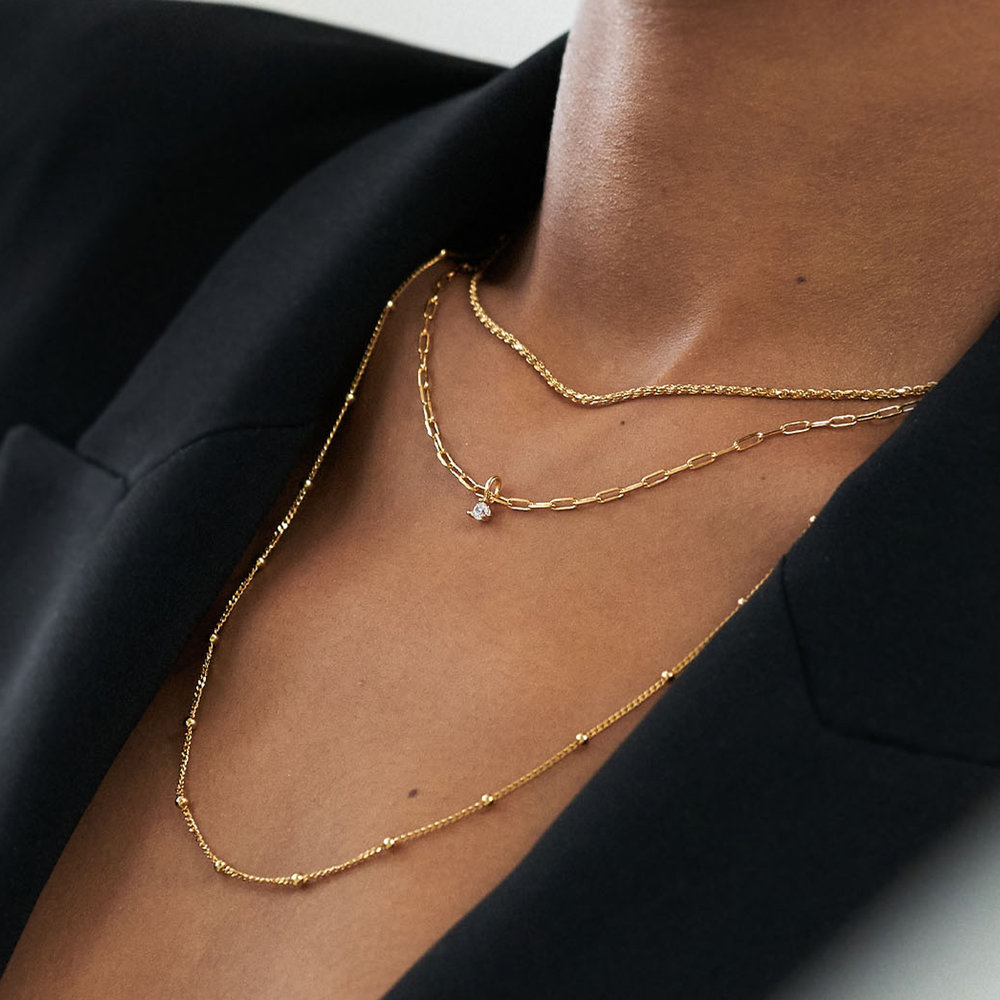 Petite Paperclip Necklace With Diamond - Gold Vermeil - 3 product photo