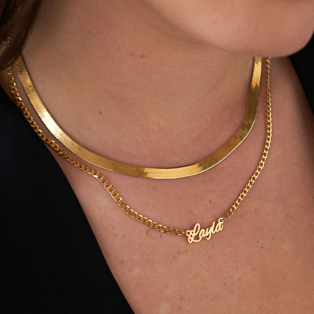 Name Necklace With Bold Curb Chain- Gold Vermeil - 3 product photo