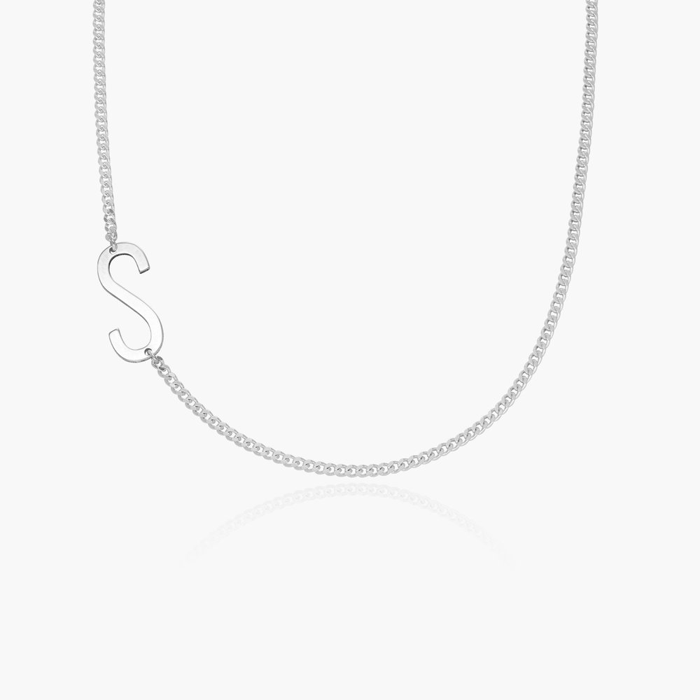 Side Initial Necklace- Silver