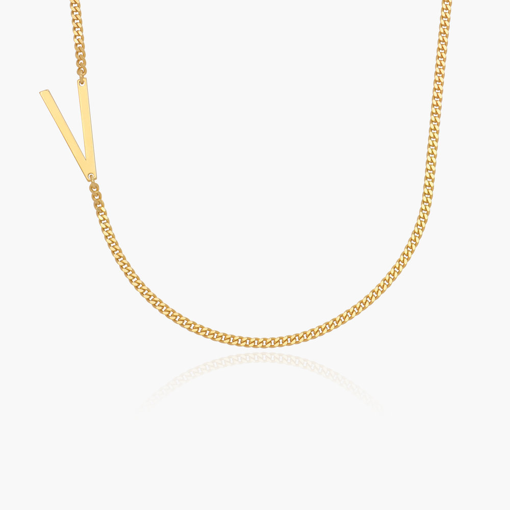 Side Initial Necklace- Gold Vermeil