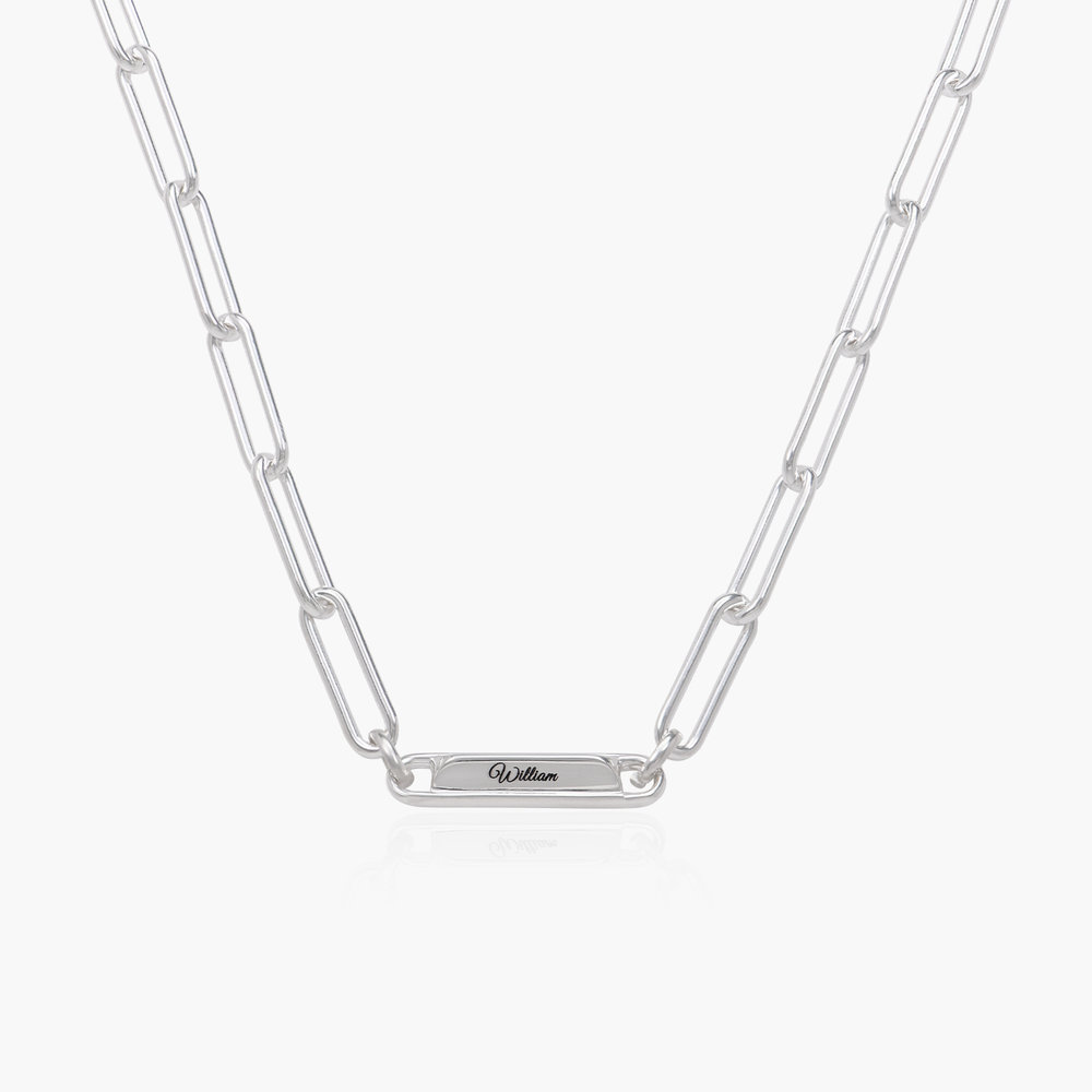 Ciara Custom Bar Paperclip Necklace - Silver product photo