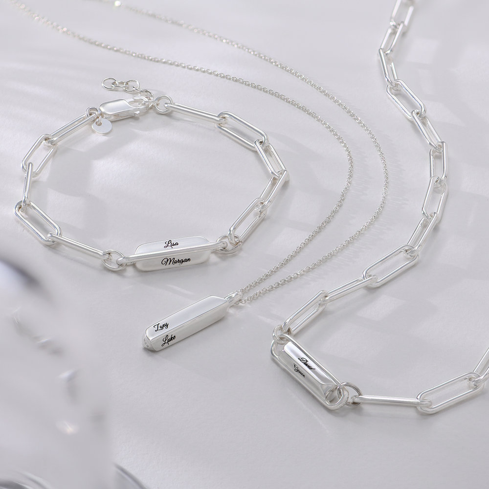 Ciara Custom Bar Paperclip Necklace - Silver - 2 product photo