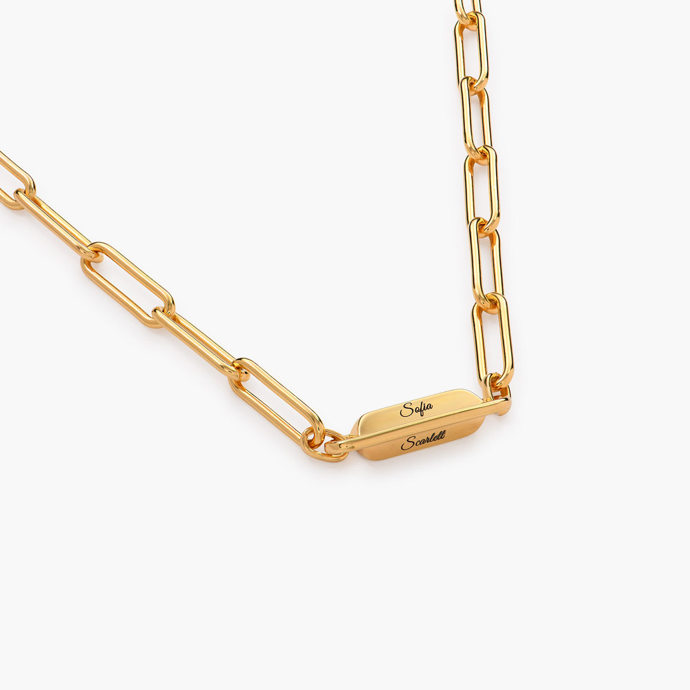 Ciara Custom Bar Paperclip Necklace - Gold Vermeil - 1 product photo