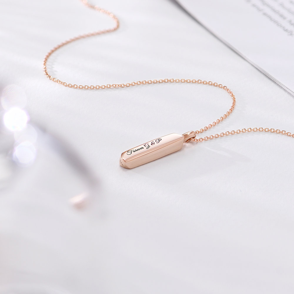 Block Bar Necklace - Rose Gold Plated - 2 product photo