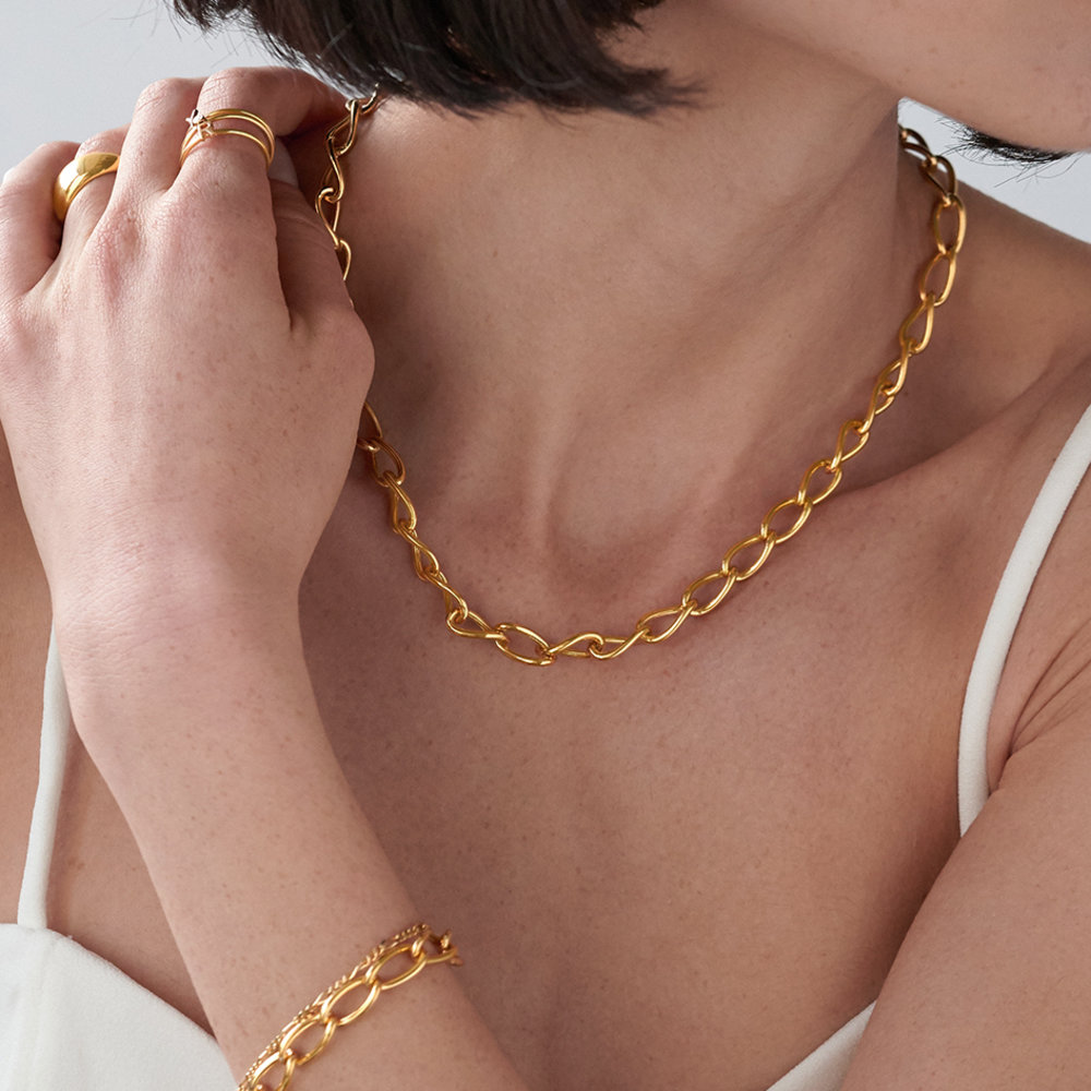 Oval Link Chain Necklace- Gold Vermeil - 4 product photo
