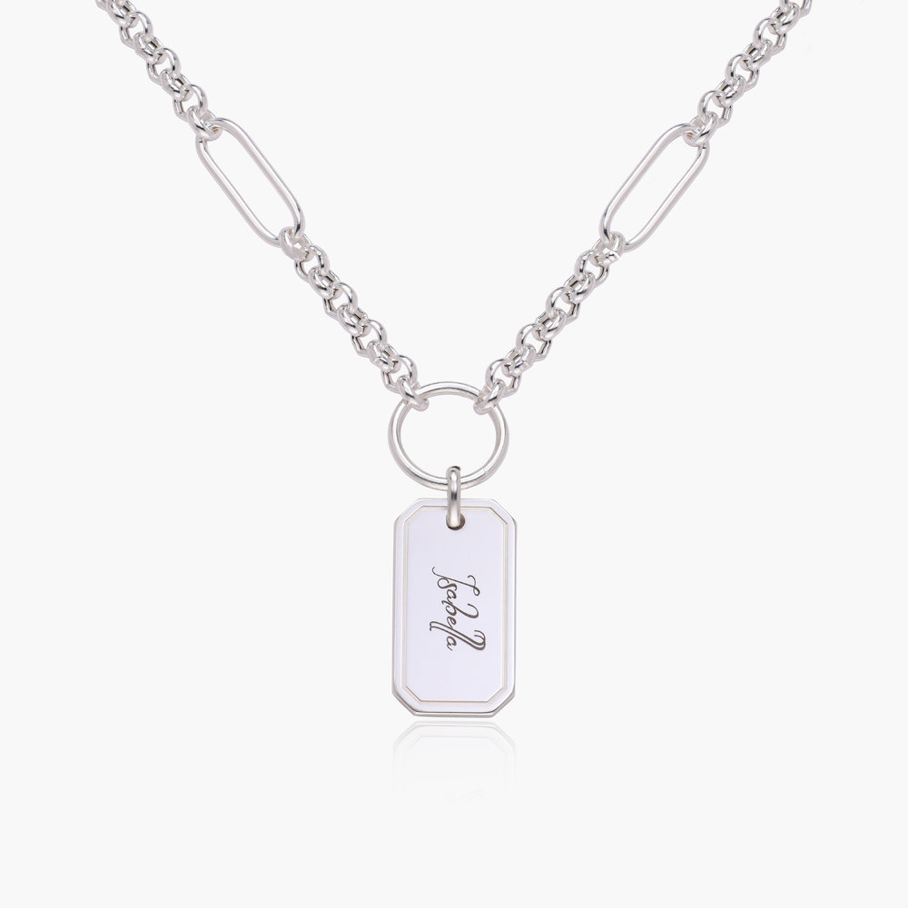 Lucy Chain Necklace with engravable tag- Silver