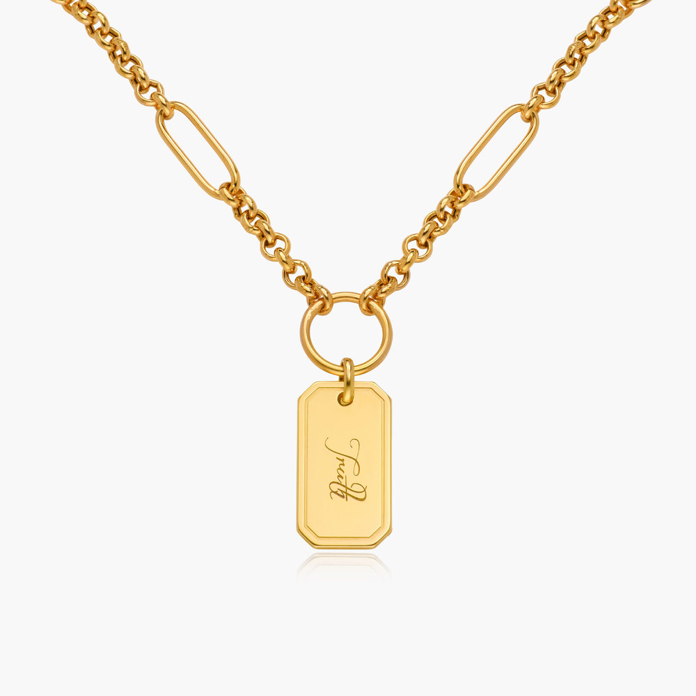 Lucy Chain Necklace with Engravable Tag - Gold Vermeil product photo