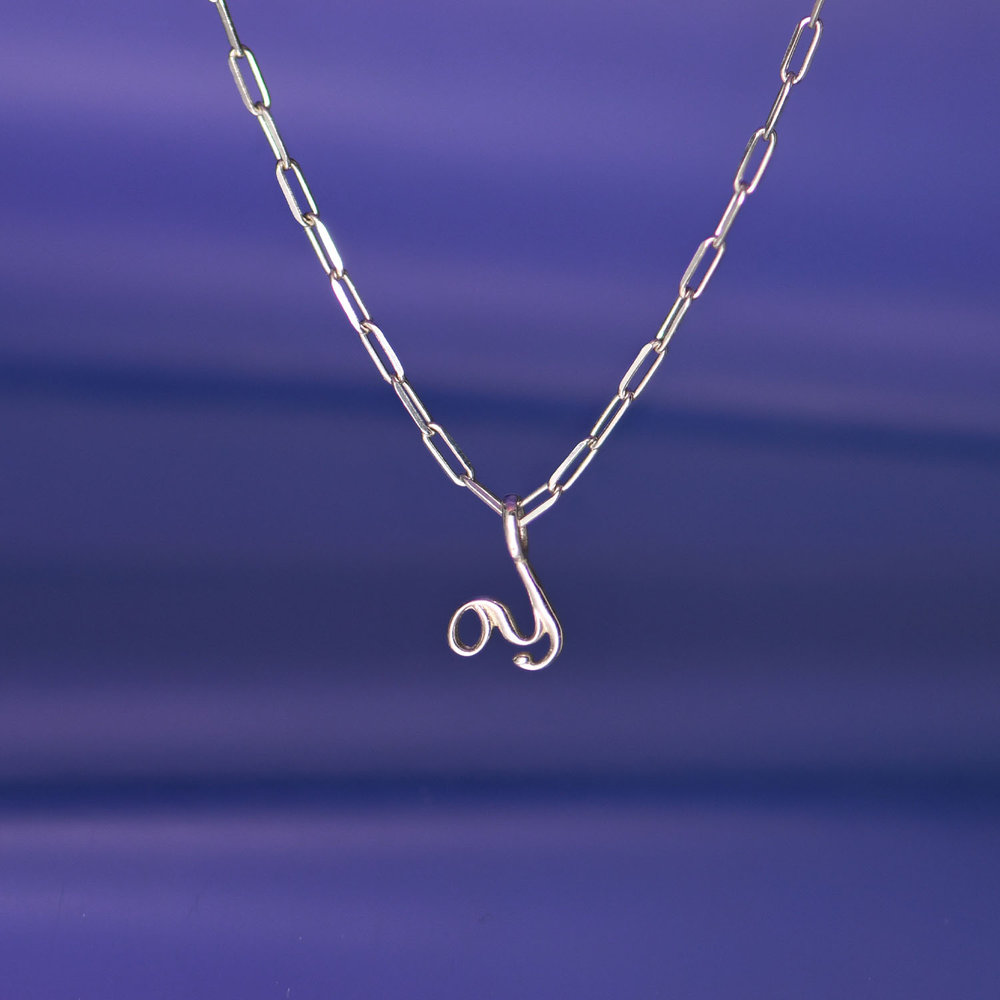 Nina mini Initial with Petit Link chain - Silver - 1