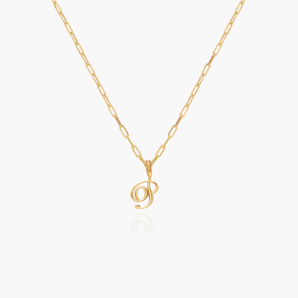 Nina mini Initial with Petit Link chain - Gold Vermeil