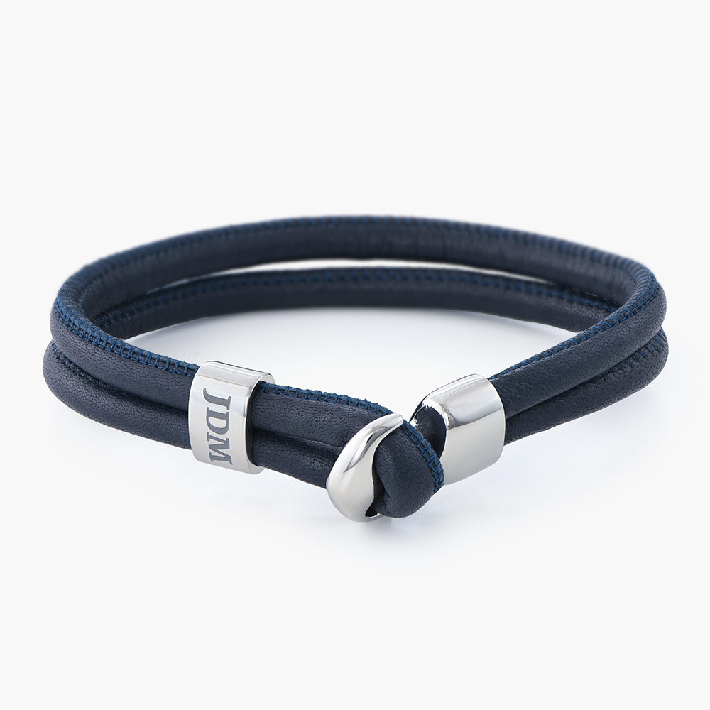 Nautical Engraved Bracelet - Leather and Stainless Steel