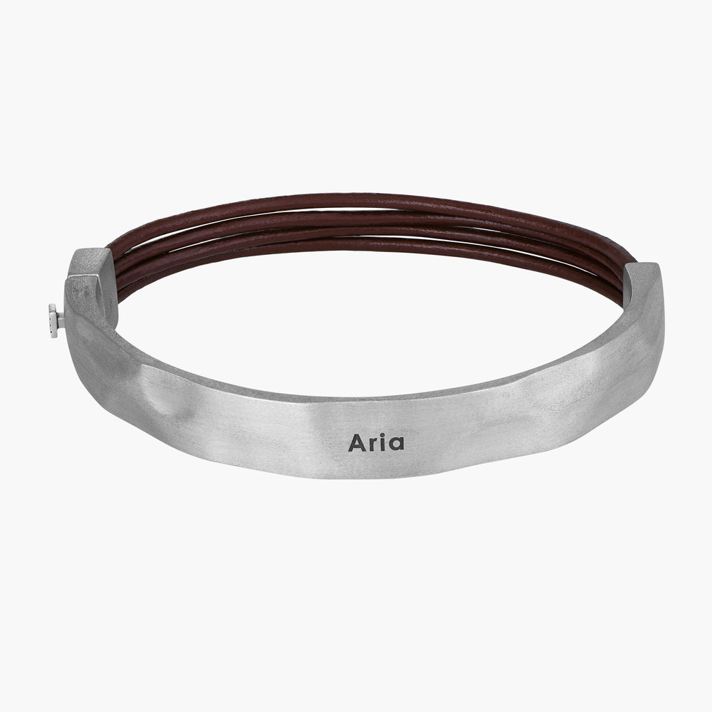 Cappucino Steel Cuff - Brown Leather & Silver Steel