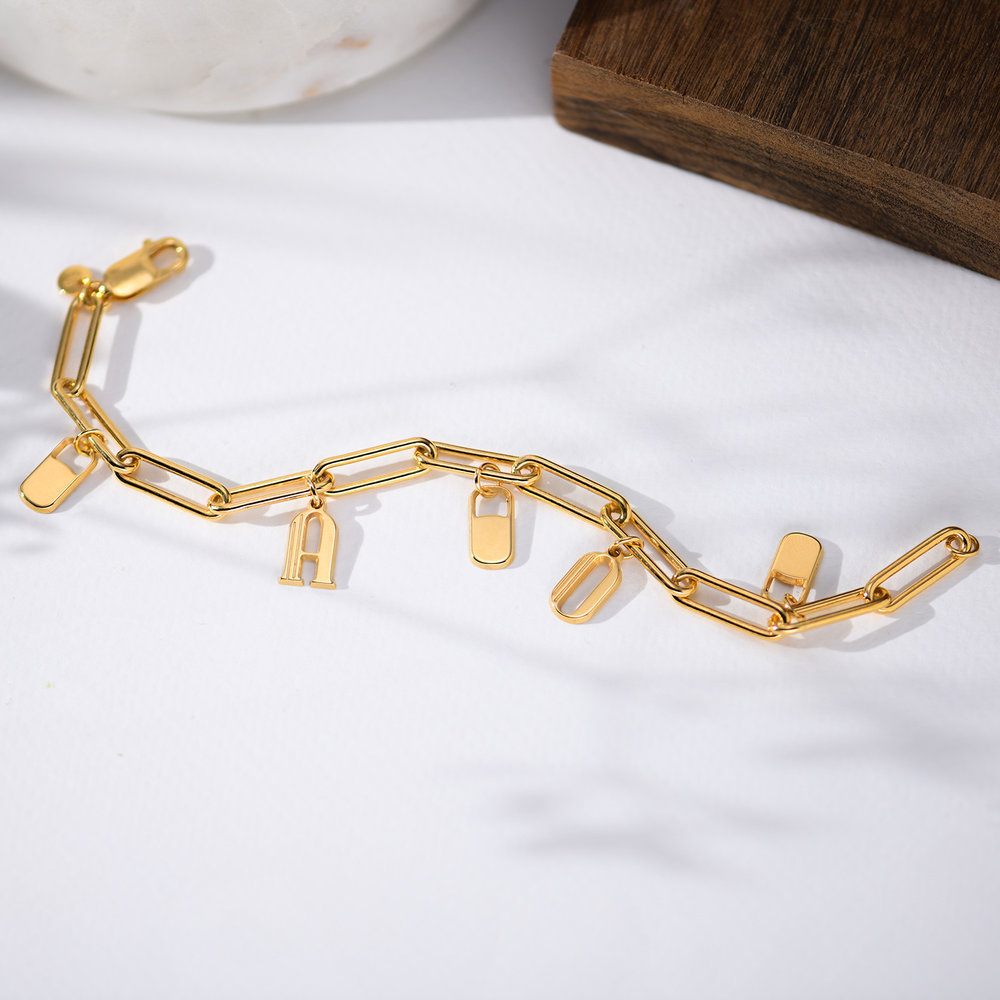 The Charmer Link Initial Bracelet - Gold Plated - 2