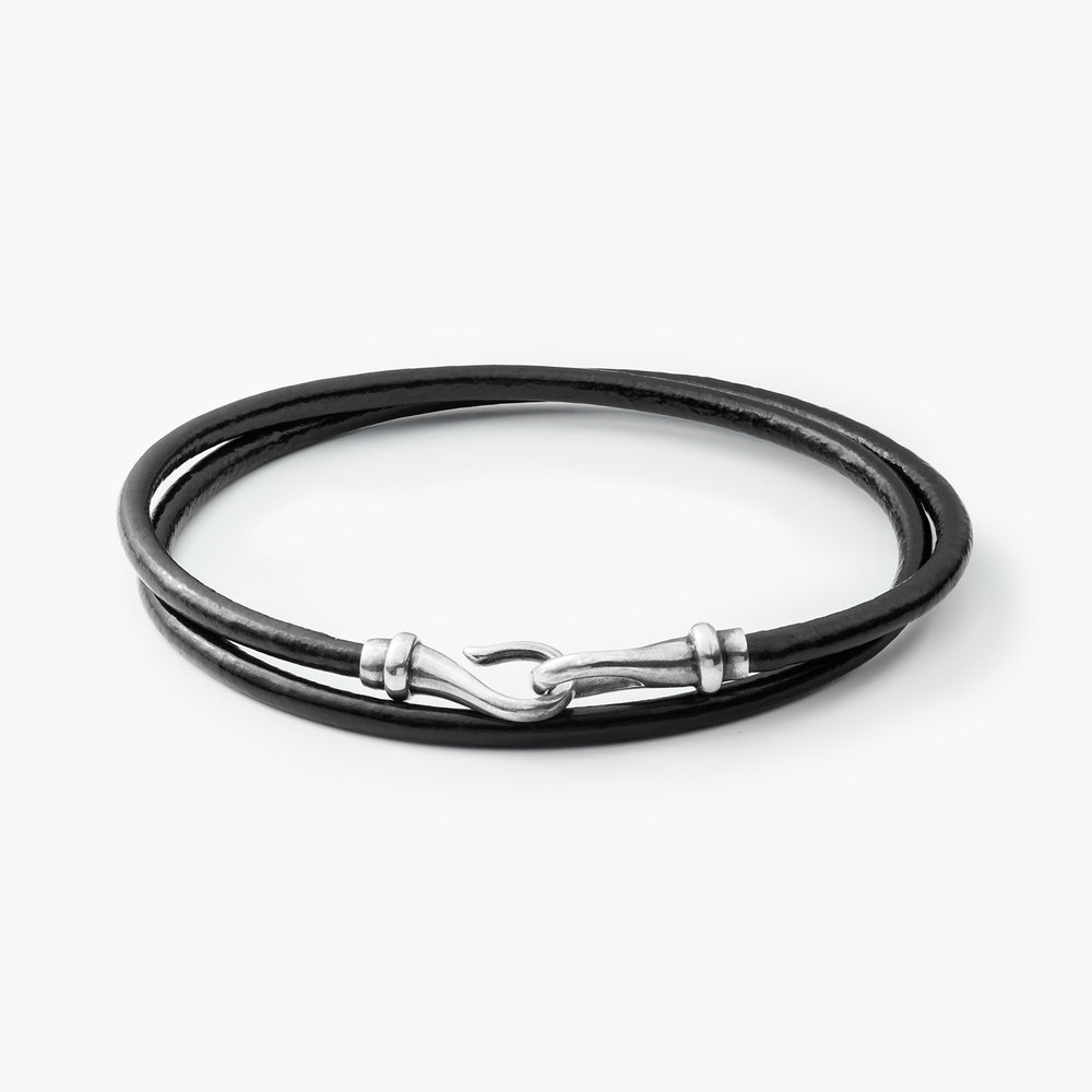 Elliot Black Leather Bracelet for Men