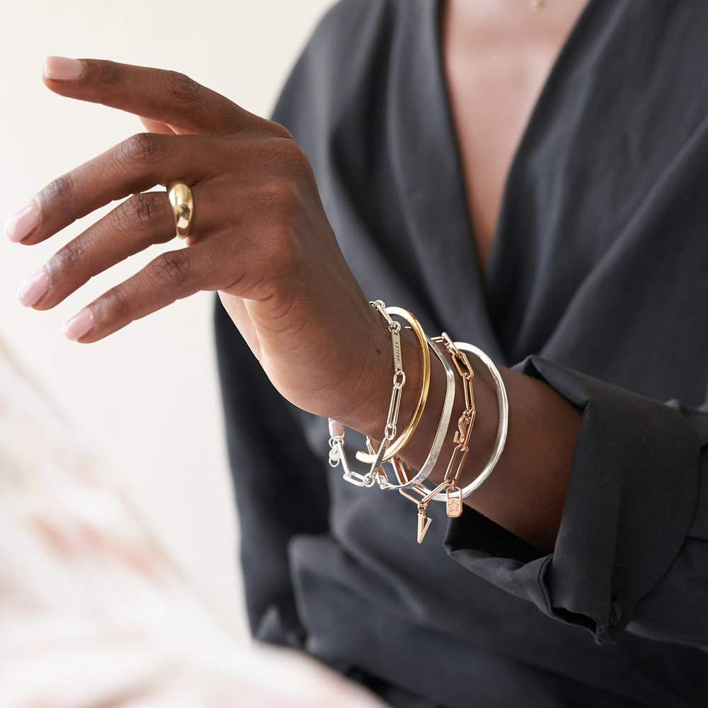 Bracelet Prénom Chaîne Trombone Ivy  Avec Diamants - Argent 925 - 4 photo du produit