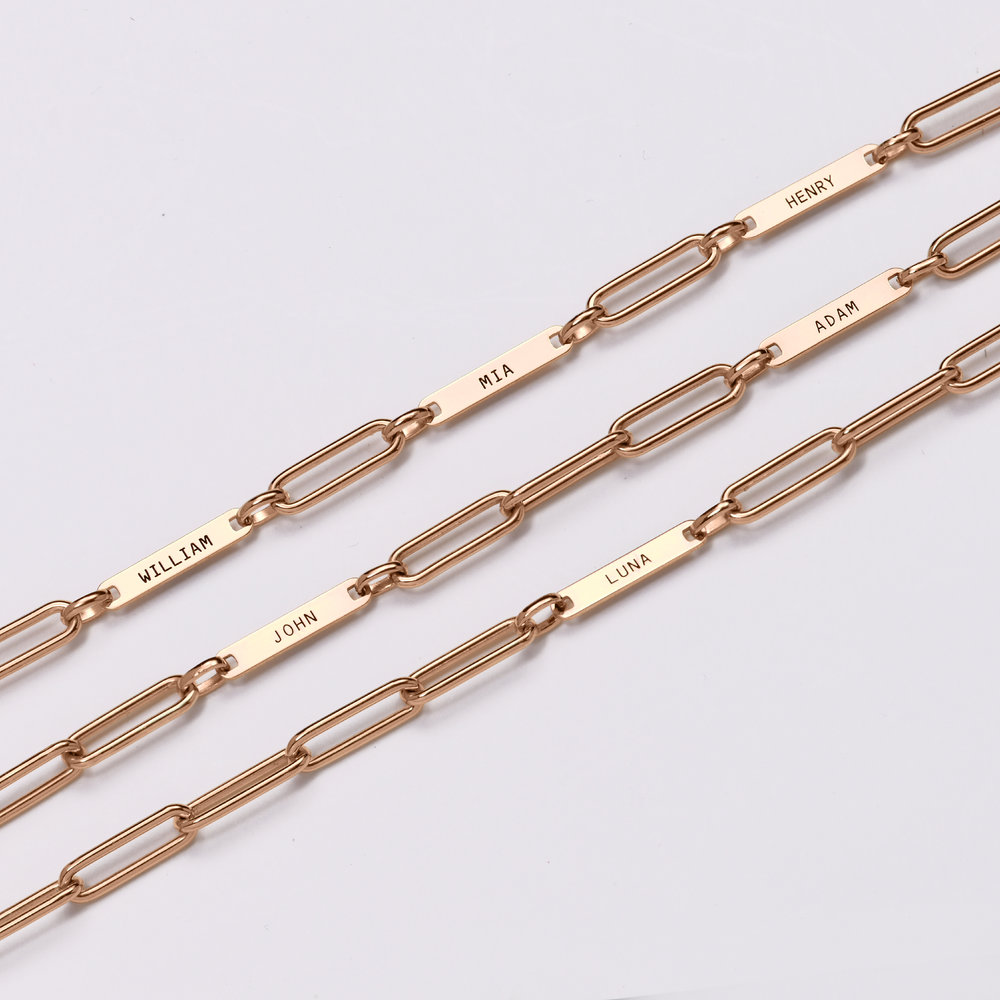 Ivy Name Paperclip Chain Bracelet - Rose Gold Vermeil - 5 product photo