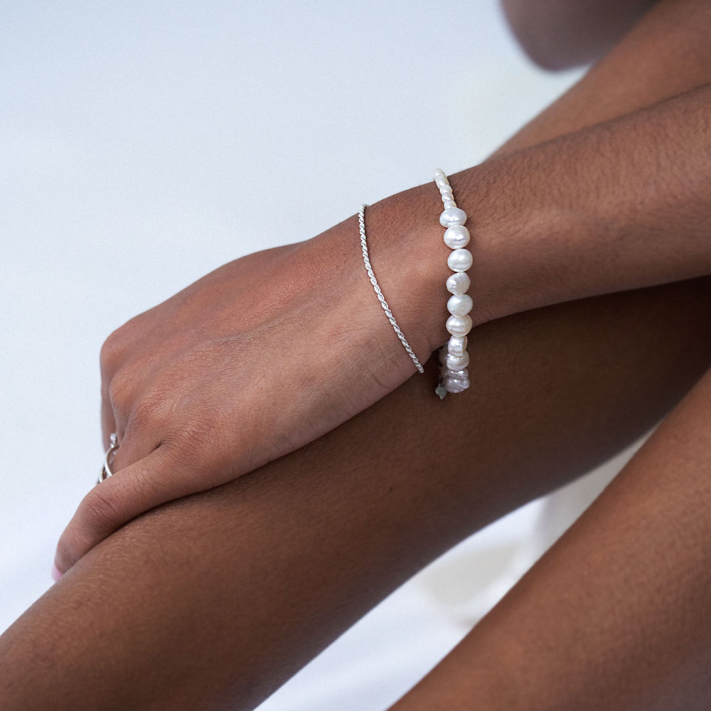 Kai Genuine Pearl Bracelet/Anklet - Silver - 2 product photo