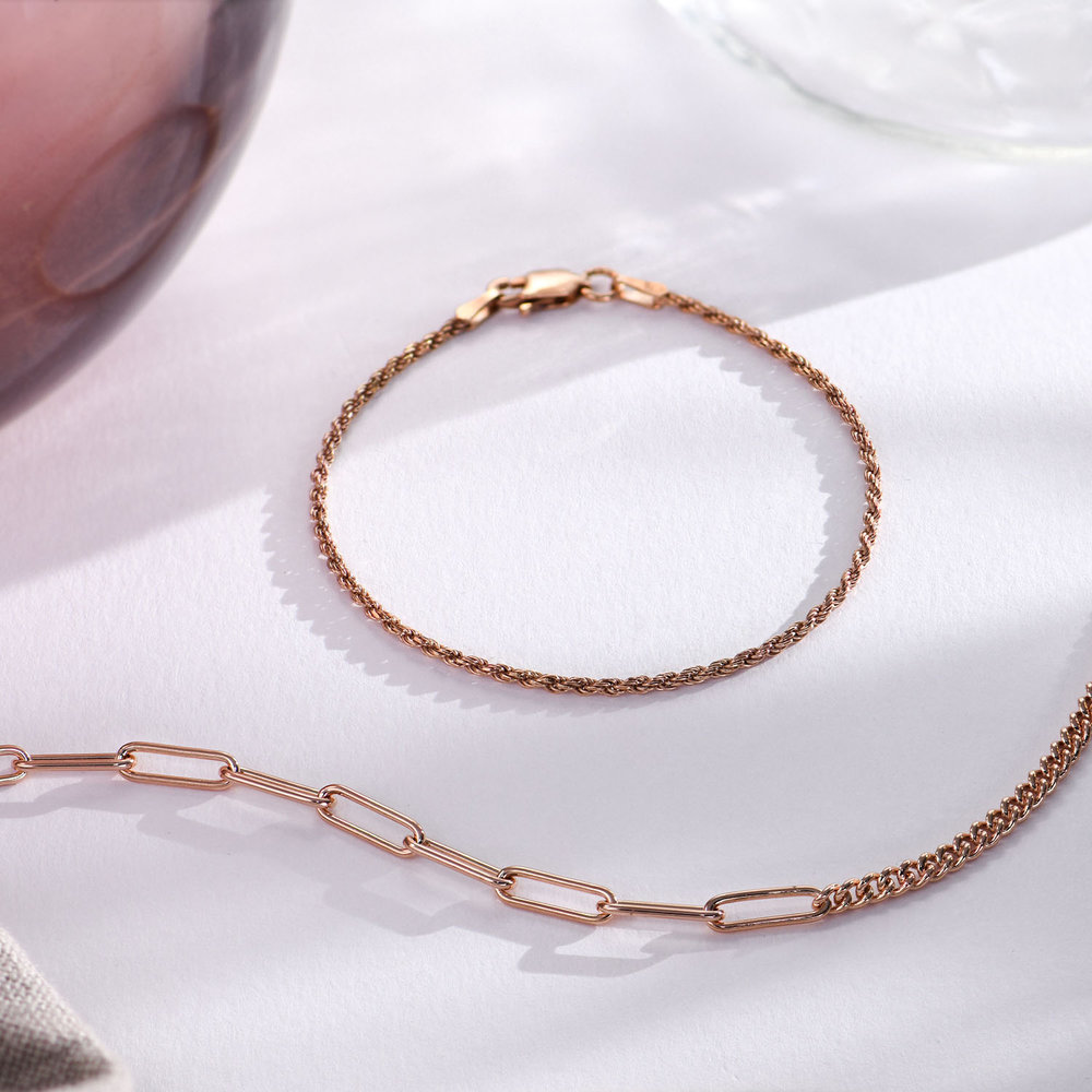Rope Chain Bracelet - Rose Gold Plated - 2