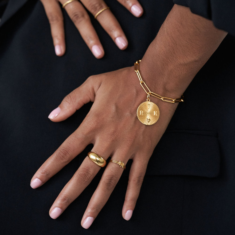 Tyra Initial Medallion Bracelet - Gold Vermeil - 4 product photo