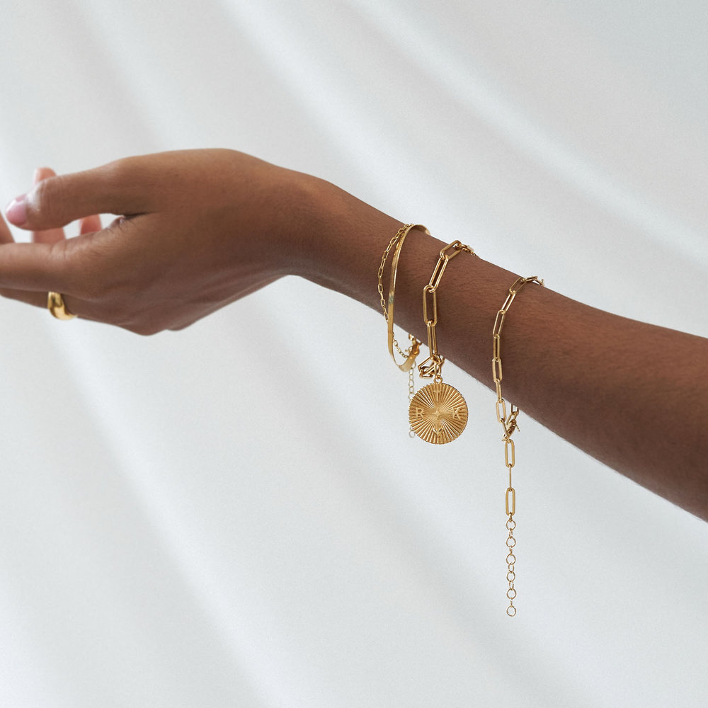 Tyra Initial Medallion Bracelet - Gold Vermeil - 5 product photo