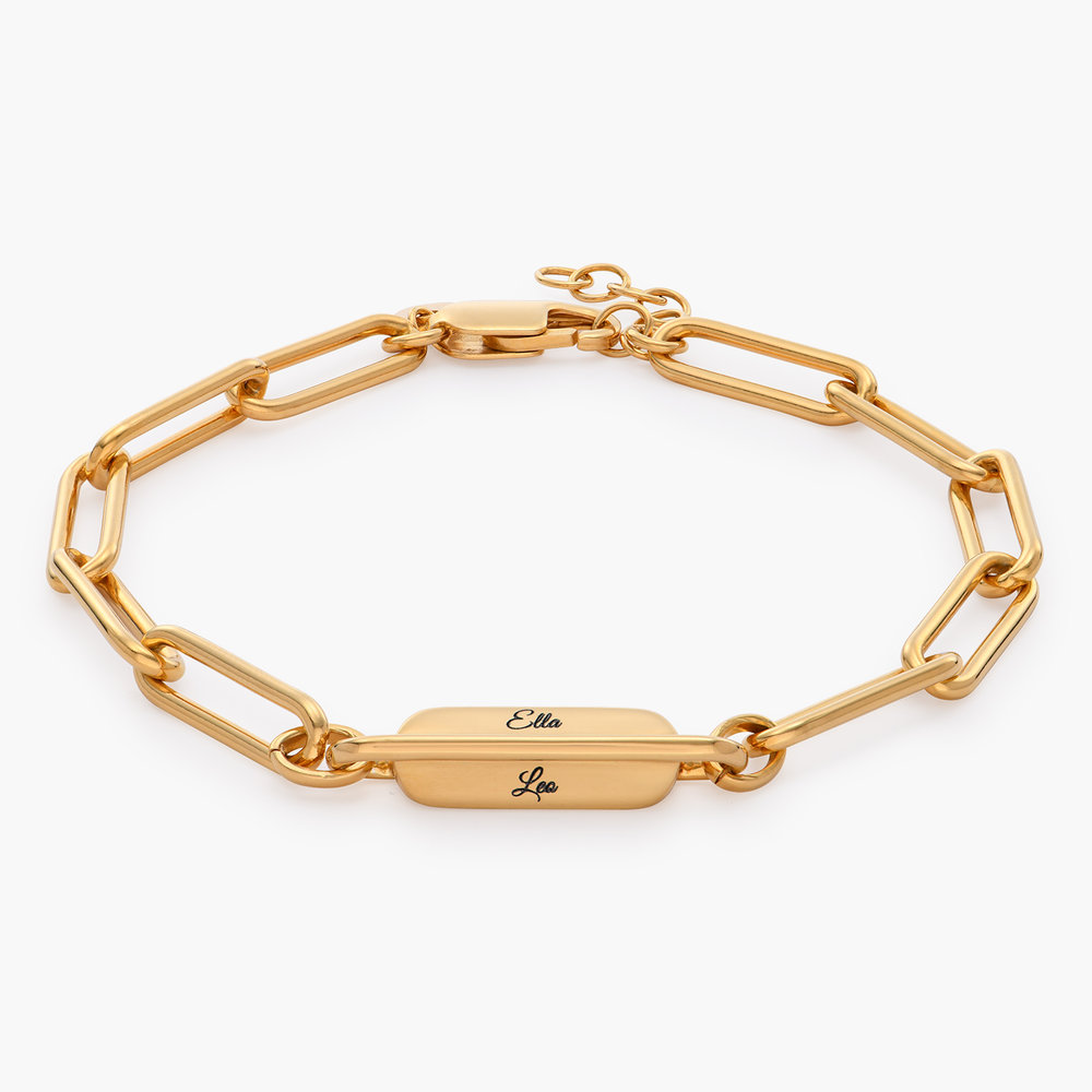 Ciara Custom Bar Paperclip Bracelet - Gold Vermeil - 1 product photo