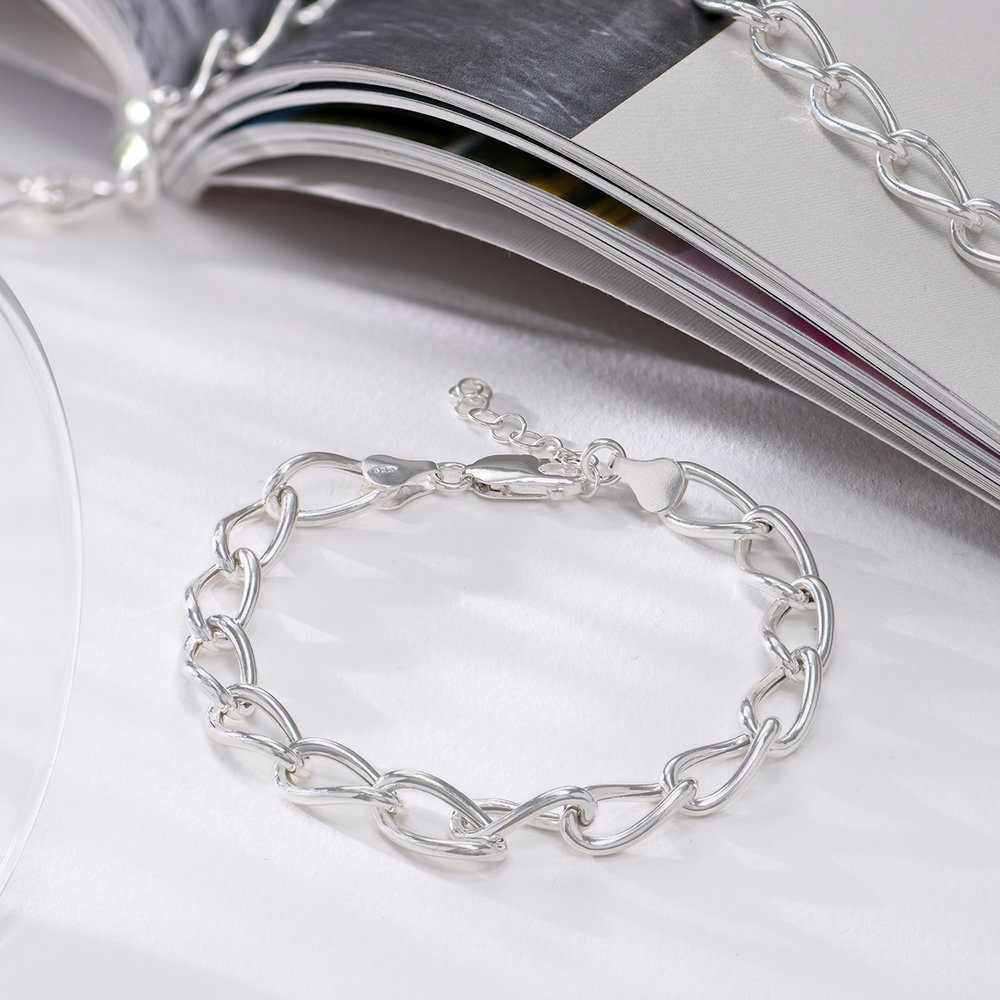 Oval Link Chain Bracelet- Silver - 2 product photo