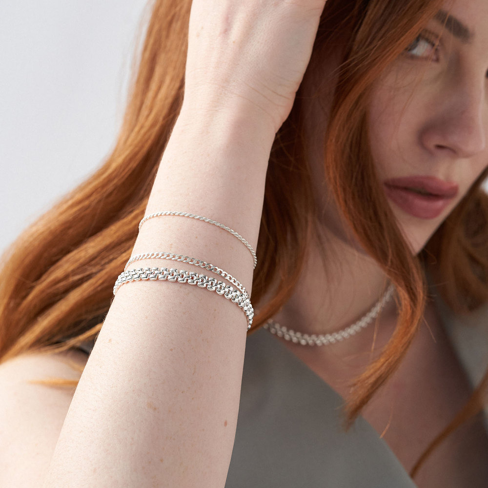 Texture Chain Bracelet- Silver - 2 product photo
