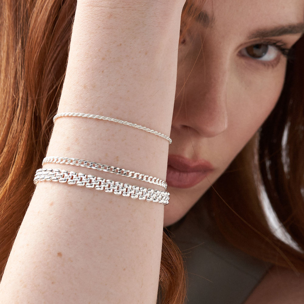 Texture Chain Bracelet- Silver - 3 product photo