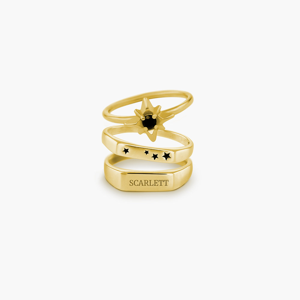 Galaxy Thin Signet Ring - Gold Plated - 2 product photo
