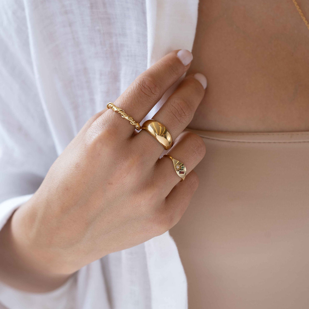 Twisted Chain Link Ring Band - Gold Vermeil - 4
