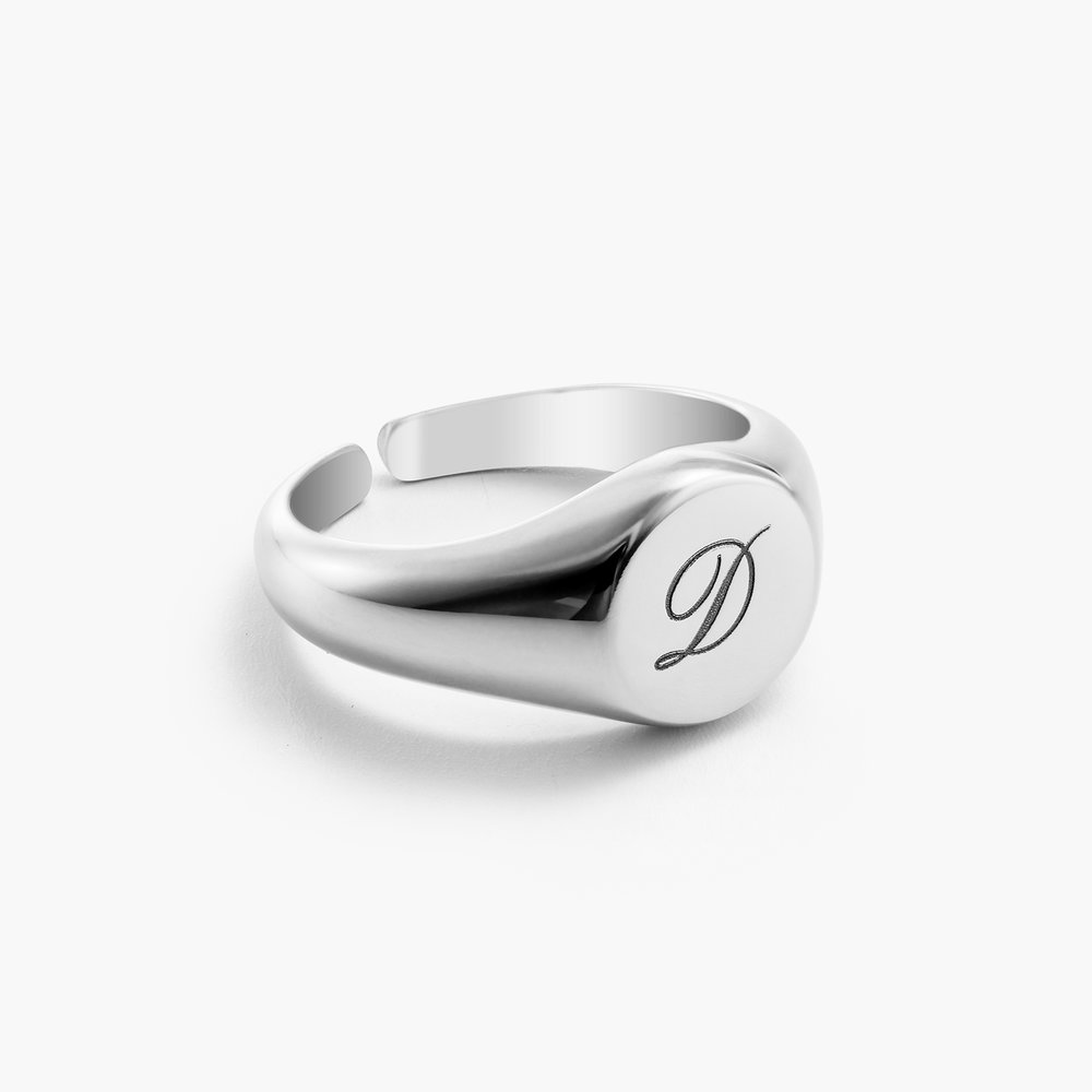 Personalized Initial Signet Ring - Sterling Silver - 1 product photo