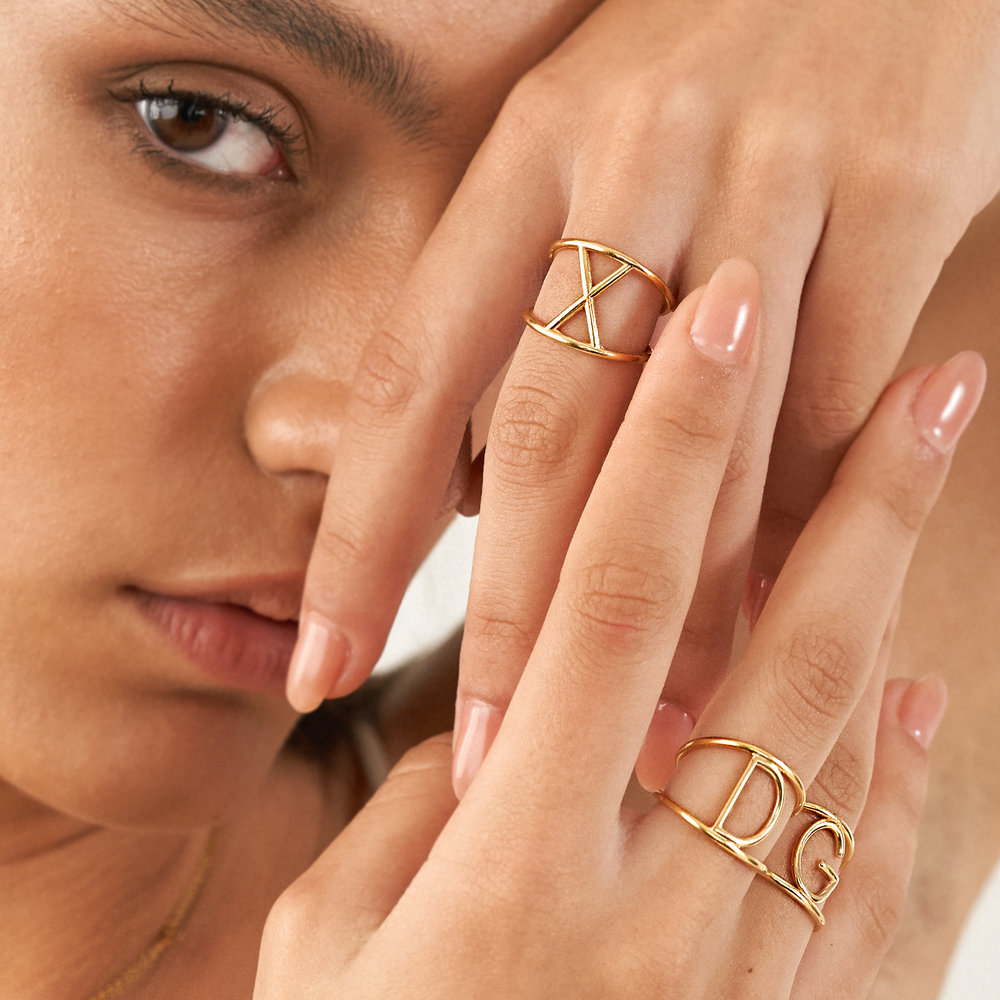 Mia Initial Cut Out Ring - Gold Vermeil - 1