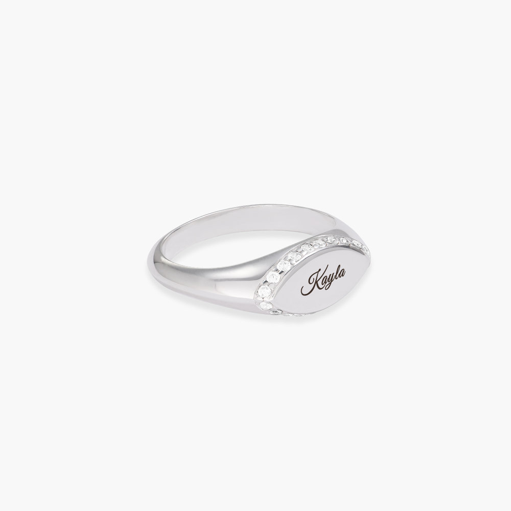 Anya Marquise Signet Ring- Sterling Silver - 1 product photo