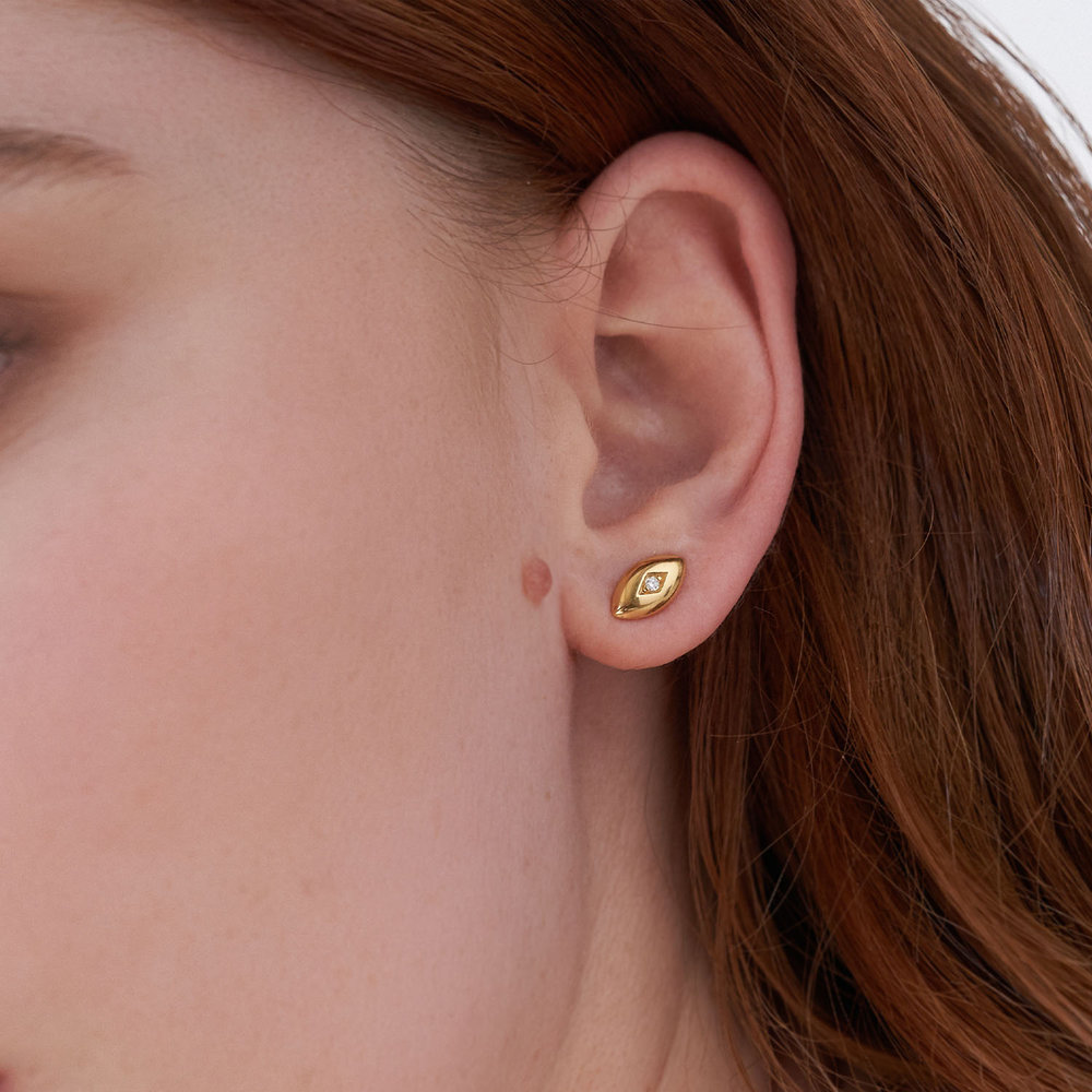Anya Marquise Stud Earrings - Gold Vermeil - 2