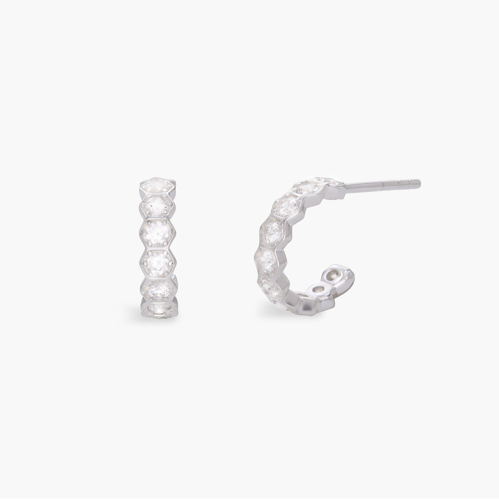 Hoops Earrings- Silver with Cubic Zirconia product photo